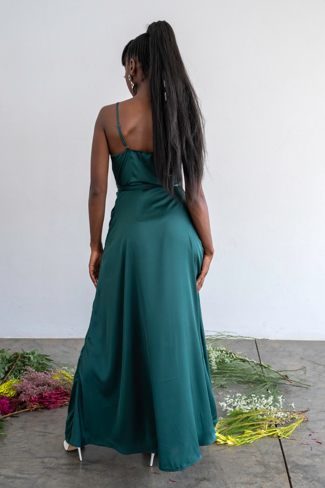 ode to love emerald green satin maxi dress Emerald Green Dress - Brushed Satin Maxi Dress - Cowl Neck Dress