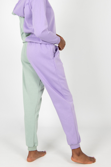 Mint and lilac Tracksuit, Colour Block Tracksuit, Unique Tracksuit, Instagram Tracksuit, Instagram Leggings, TikTok Leggings Half and Half Tracksuit