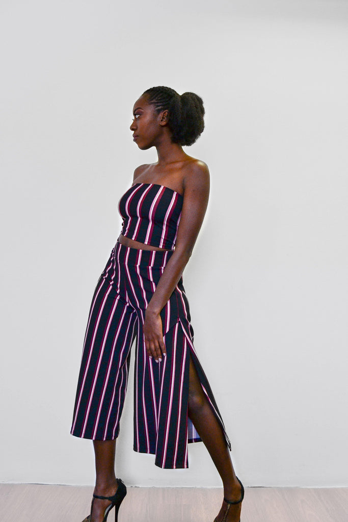 Side Slit Culottes - Stripe - Differently