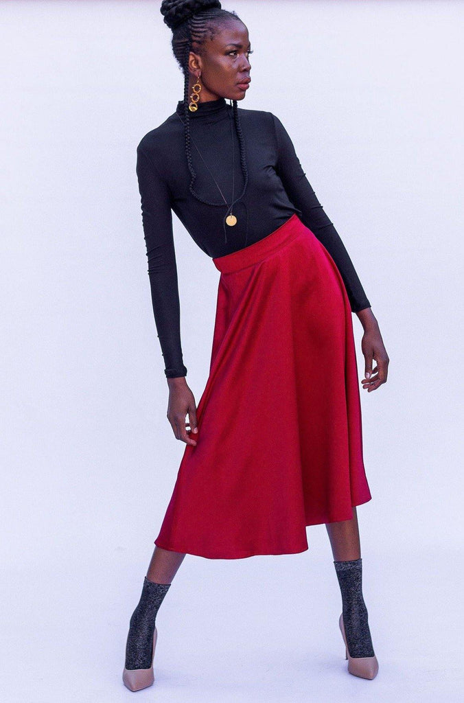 Monaco Midi Skirt - Ruby - Differently