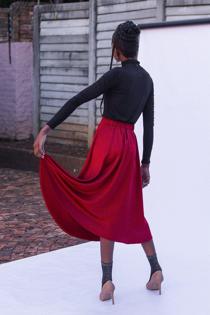 Monaco Midi Skirt - Ruby - Differently
